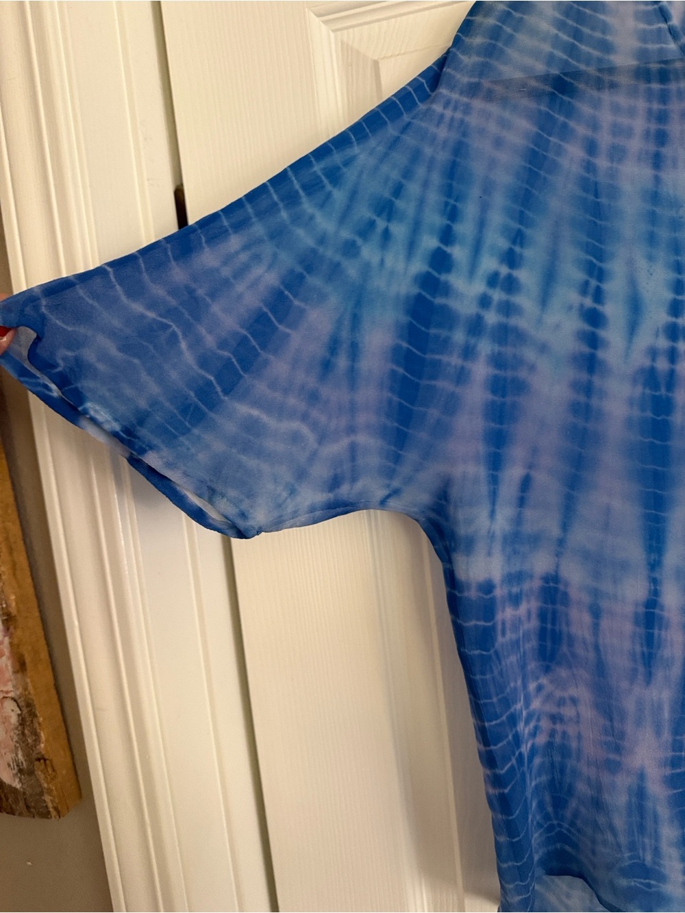 Gypsy 05 Blue Tie-Dye Sheer Tunic Top - Picture 6 of 7